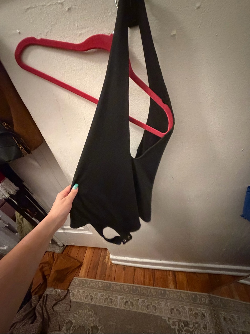 REORIA Black Backless Halter Thong Bodysuit Size XL